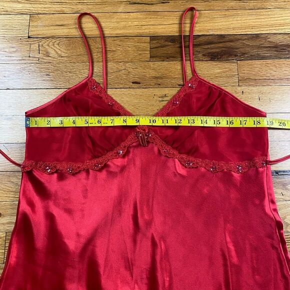 Vintage Delicates Red Maxi Slip With Sequin Trimming Size Large - Picture 5 of 7